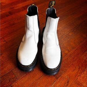 White Dr. Marten’s platform chelsea boots
